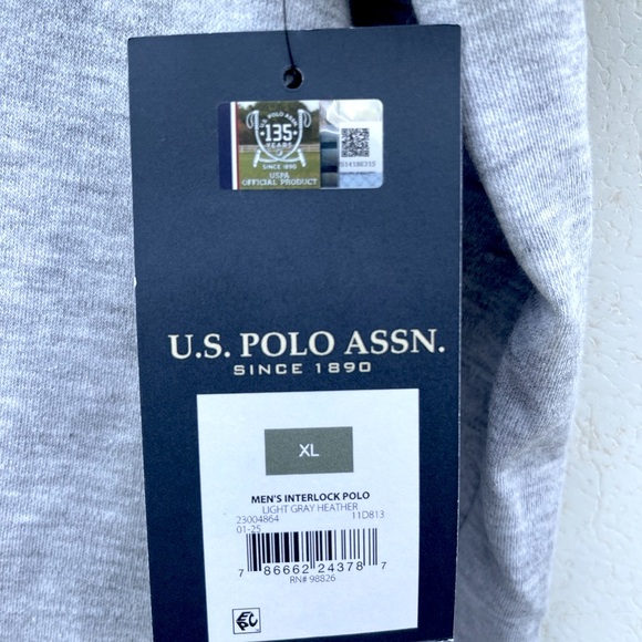 NWT- U.S. Polo Assn. Heather Gray Polo Shirt - Picture 4 of 5